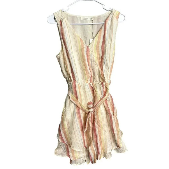 Lush Womans sleeveless Mini Dress red striped ruffled size M - Picture 1 of 7